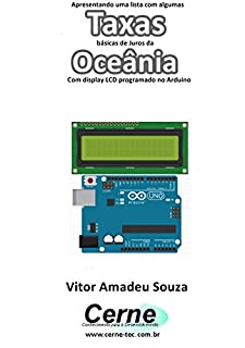 Livro Apresentando uma lista com algumas Taxas básicas de Juros da Oceânia Com display LCD programado no Arduino