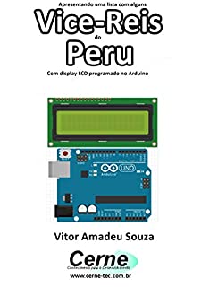 Livro Apresentando uma lista com alguns  Vice-Reis do Peru Com display LCD programado no Arduino