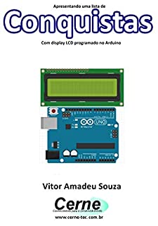 Livro Apresentando uma lista de Conquistas Com display LCD programado no Arduino
