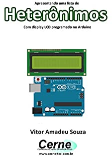 Livro Apresentando uma lista de Heterônimos Com display LCD programado no Arduino