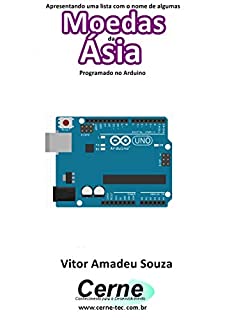 Livro Apresentando uma lista com o nome de algumas  Moedas da Ásia Com display LCD programado no Arduino