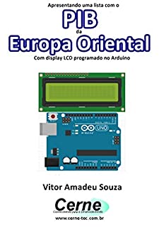 Livro Apresentando uma lista com o  PIB da Europa Oriental Com display LCD programado no Arduino