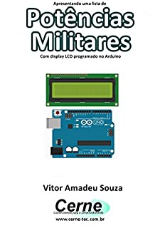 Livro Apresentando uma lista de Potências Militares Com display LCD programado no Arduino