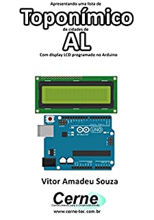 Livro Apresentando uma lista de  Toponímico de cidades de AL Com display LCD programado no Arduino