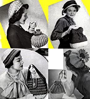 Livro Chapéus de crochê vintage com correspondência de padrões de bolsa de crochê