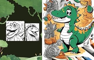 Livro Colorindo o Mundo dos Dinossauros: Uma Aventura Pré-Histórica para Crianças