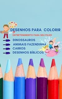 Livro Desenhos para colorir de Dinossauros, Animais, Fazendinha, Carros e Desenhos Bíblicos.