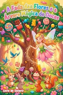 A Fada das Flores e a Árvore Mágica de Doces: Livro para Colorir